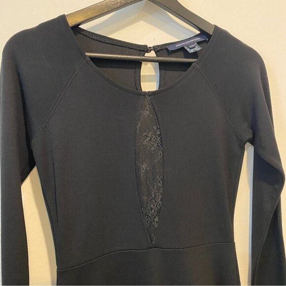 French Connection Little Black Dress with Peekaboo Lace Detail Size 4 - Picture 2 of 16